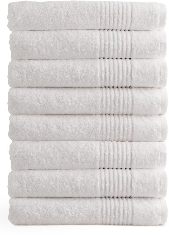 OUTLET BADTEXTIEL - set van 8 - badlaken 70x140 cm - wit