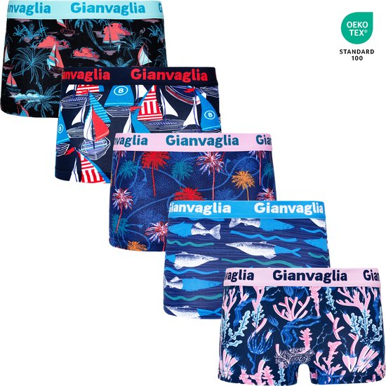 Lot de 5 Boxers en Katoen pour femme - Katoen doux - Imprimés animaux marins - Taille XXL 8871