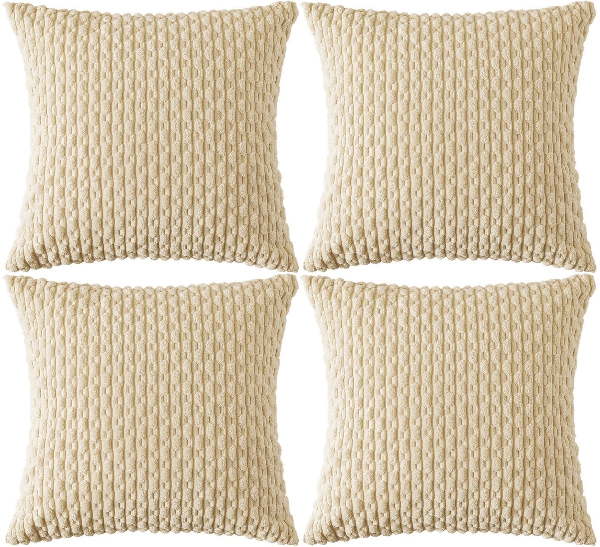 Ibenzoa Set van 4 stijlvolle decoratieve kussenslopen met uniek boho-ontwerp, 40x40 cm, beige