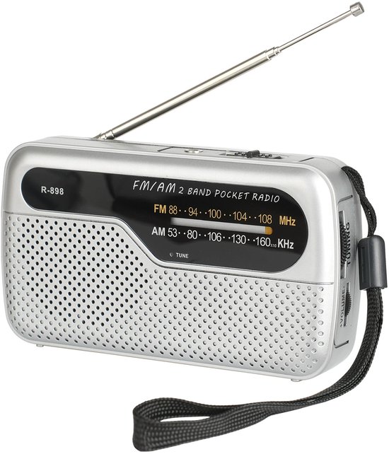 Noodradio - Draagbare Noodradio - AM/FM - Noodradio Op Batterijen - Draagbare Radio - Zakradio - Koptelefoonaansluiting - Voor Rampen - Voor Camping - Zilver