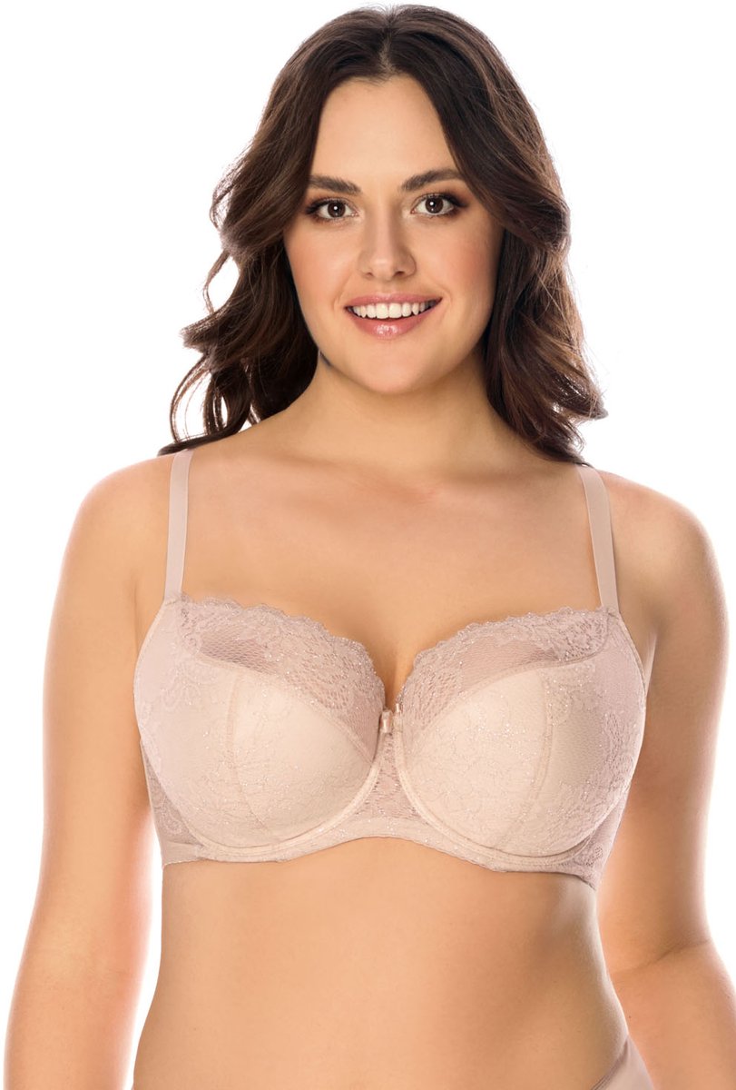Vivisence dames beugelbeha 1045 kanten semi-verstevigde cupbandjes, beige, 90d