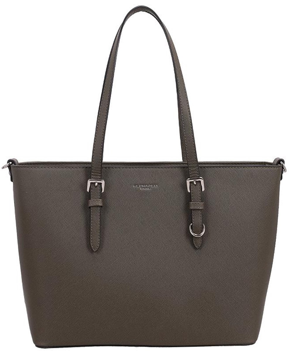 Flora & Co Nora Grote Schoudertas - Dames - Imitatieleer - Donker Groen