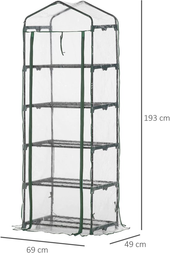 BRAMBLE Mini Tuinkas, Kweekkas, Broeikas voor Binnen en Buiten, Stalen Frame en Versterkt PVC-Dekzeil - Stevig en Eenvoudig te Monteren (4 lagen