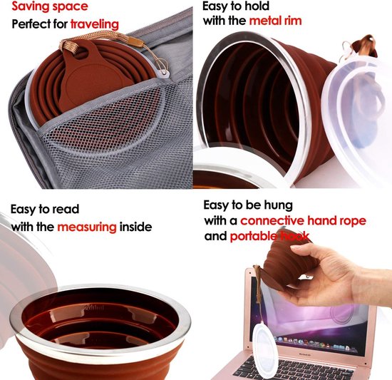 Opvouwbare Silicone Reisbeker - Lichtgewicht Koffiemok - 4 Stuks — afbeelding 4