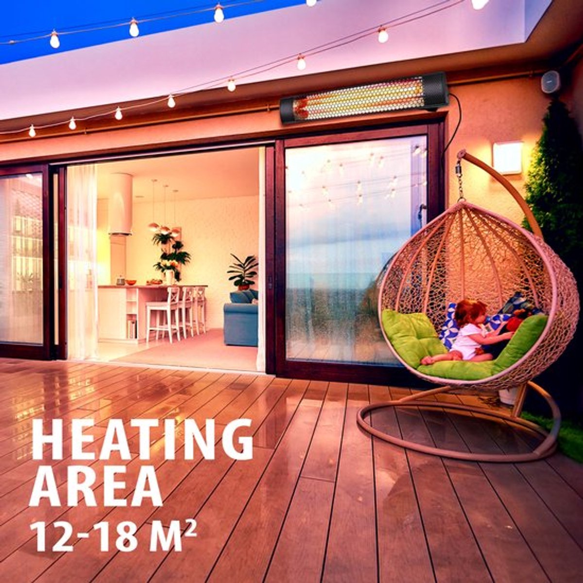 alpina Heater Terrasverwarmer met Infrarood Verwarming - Heater Elektrisch Wandmontage 2000W - Terrasverwarmer IP54 Stof- en Spuitwaterdicht - Terrasheater - 57 x 11,5 x 11 cm – foto 7