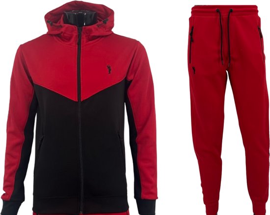 Hitman - Trainingspak Heren - Joggingpak Heren - Sportkleding Heren - Cadeau voor Man - Rood/Zwart - Maat M