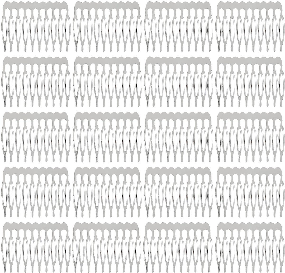 Zilveren Haar Kammen - Decoratieve Hoofddeksels - 20 Stuks - 10 Tanden - Metaal