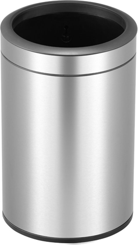 EKO - Round Open Top Bin 12 liter - Stainless steel Polypropylene - mat RVS - Prullenbak
