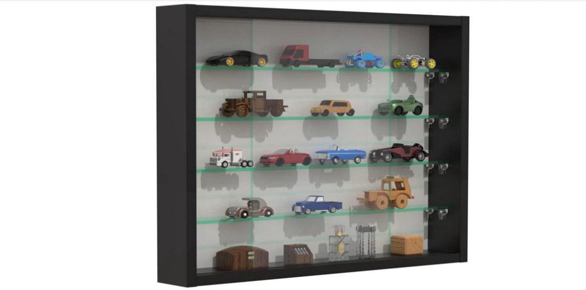 WNHB® Vitrinekast Met Glas Voor Verzamelobjecten Wandkast Met Planken Transparante Opbergkast Voor Woonkamer Of Kantoor