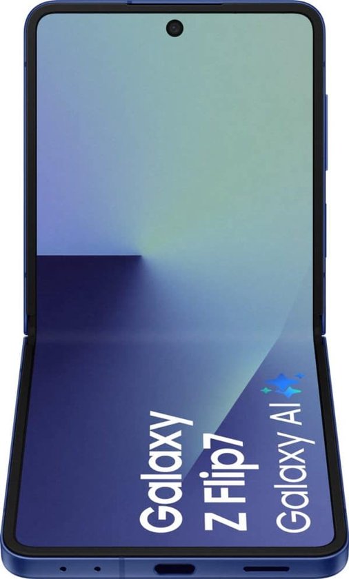 Samsung Galaxy Z Flip7 smartphone 512GB Blue Shadow, dun, sterk, 50MP camera, 4300mAh batterij, FlexWindow scherm