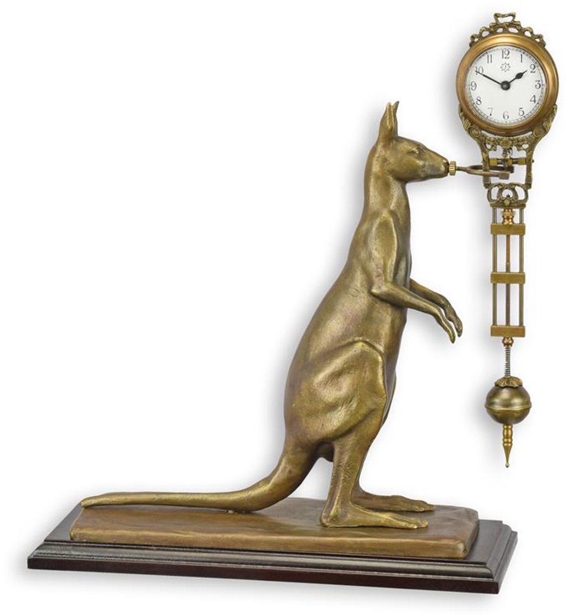 Bronzen beeld - Kangoeroe - Tafelklok - 30,3 cm hoog