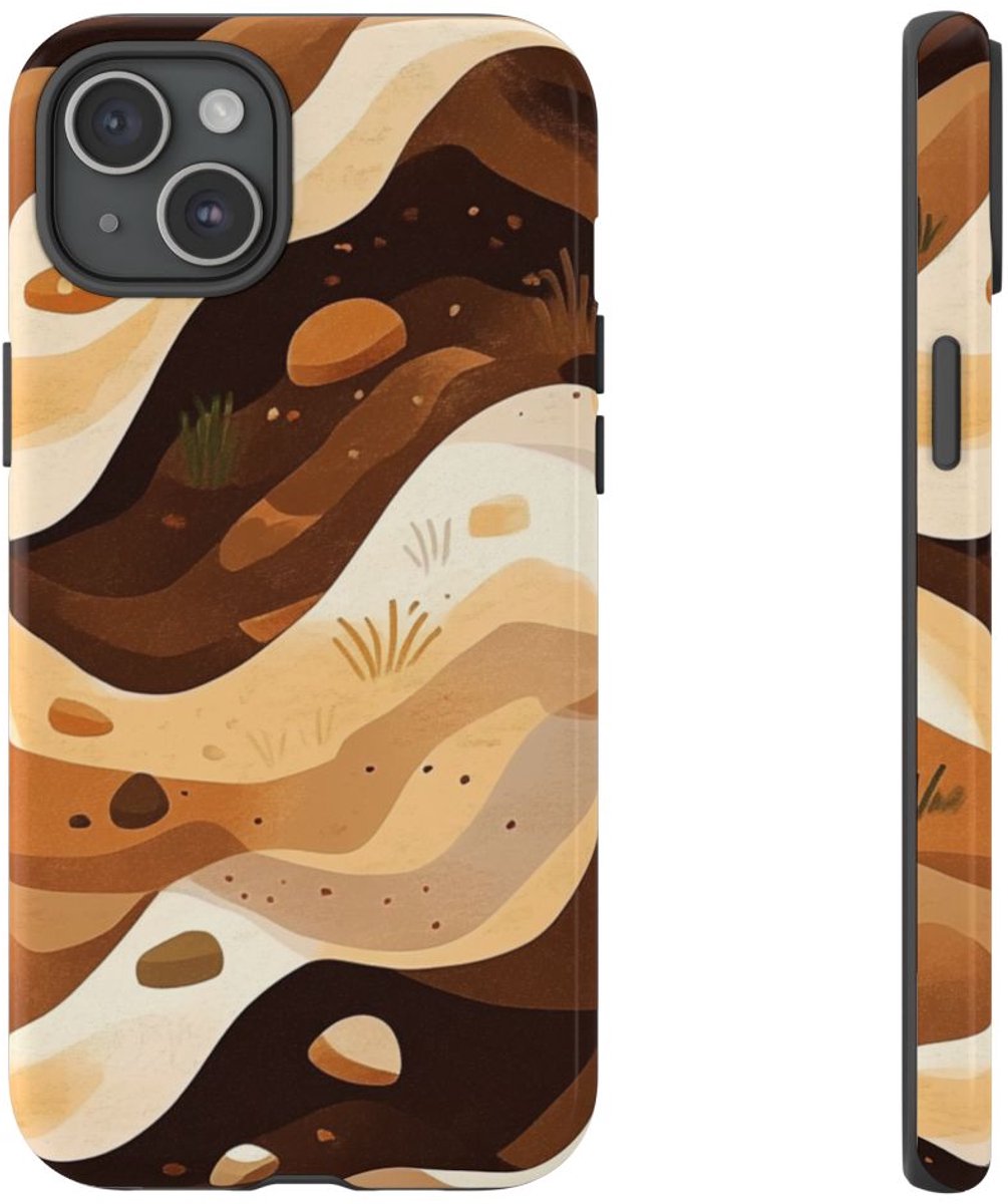 Aardse Bodemlagen Patroon – Telefoonhoesje Geschikt voor iPhone 15 Plus