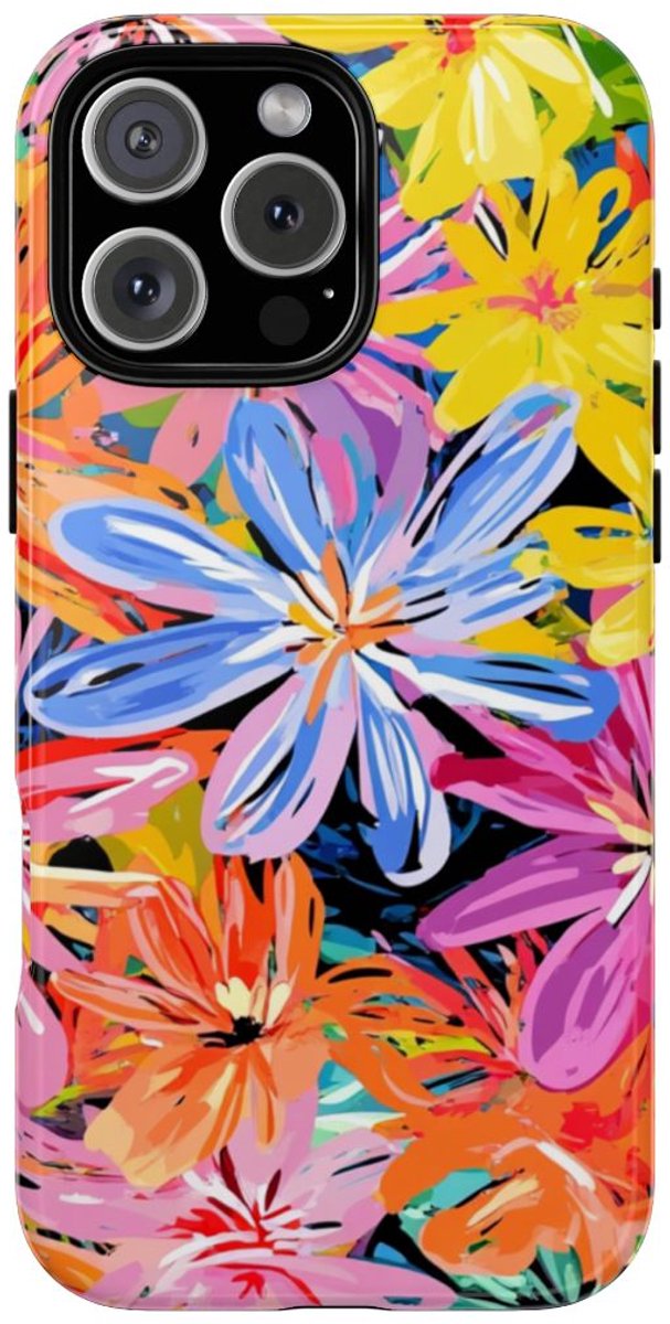 Kleurrijk Abstract Bloemenpatroon – Telefoonhoesje Geschikt voor iPhone 16 Pro Max