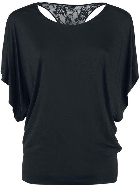 Katoenen shirt met kant, korte mouw wit • Prijs € 18,99 • online shop