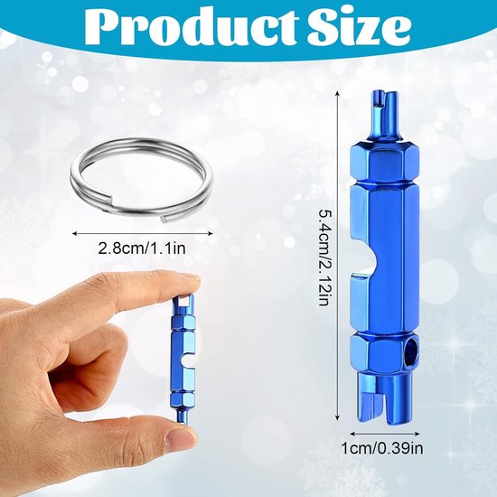 AOZUO 3-piece valve core removal tool, 3-in-1 valve shaft removal tool, with 3 key rings for Schrader and Presta, mountain bikes and — afbeelding 2