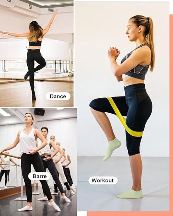 Antislip sokken - sokken voor dames 6 Paar - Pilates sportsokken - Yoga Enkelsokken - ter voorkoming van vallen - Yoga Sport sokken - One size - voor vechtsporten, fitness, dans, barre, gymnastiek - Huissokken Dames en Heren - Gripsokken - 6 kleuren van Merkloos — afbeelding 4