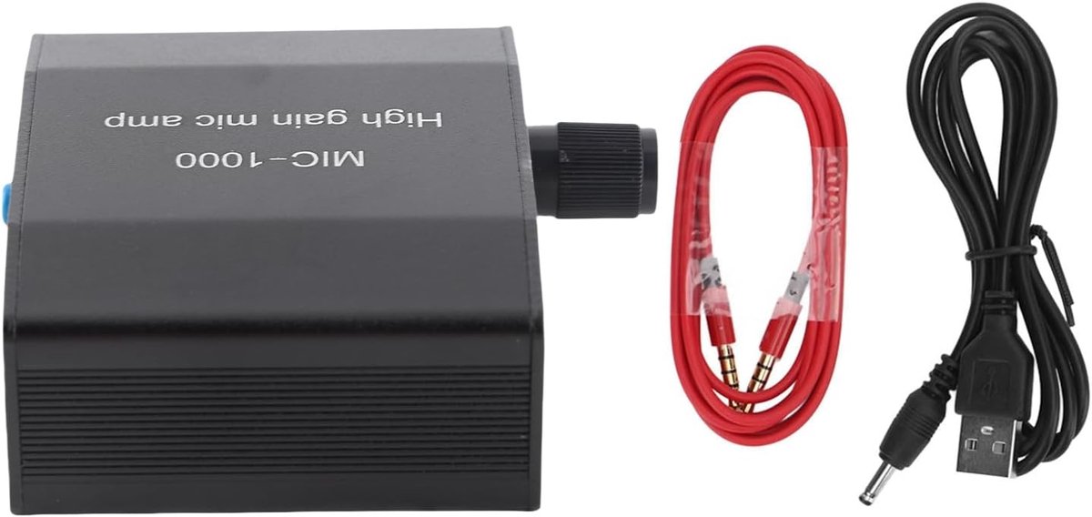 Microphone amplifier, 1000 times gain Good sensitivity Microphone amplifier ALC Automatic level control DC 5V 3.5mm Interface for stereo