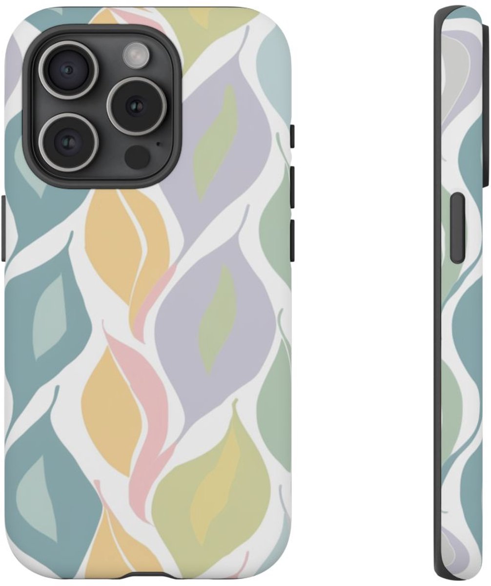 Pastel Bladerenpatroon – Telefoonhoesje Geschikt voor iPhone 15 Pro