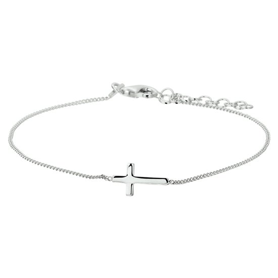 GLAMS - Bracelet Croix 1,0 mm 17 + 3 cm - Argent