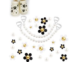Lot de 30 breloques en forme de marguerite pour femme et fille, accessoires de sandales, cadeaux d'anniversaire, perle acrylique,Sandaaldecoratiegeschenken - Cadeaus voor vrouwen, meisjes, kinderen, klompbedels