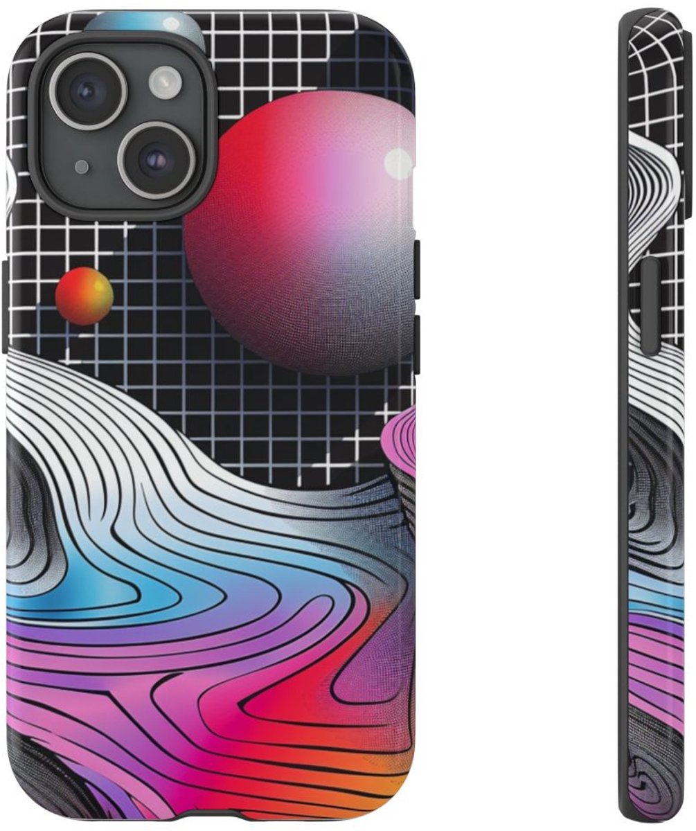 Kleurrijk Abstract Geometrisch Landschap – Telefoonhoesje Geschikt voor iPhone 15