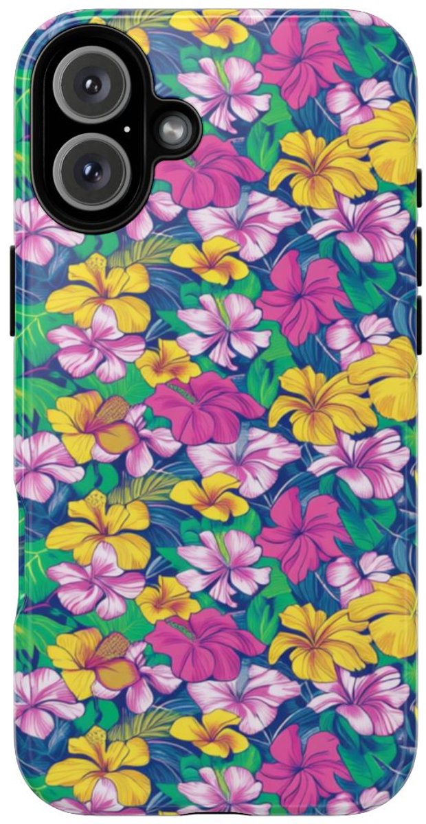 Tropisch Hibiscus Bloemenpatroon – Telefoonhoesje Geschikt voor iPhone 16 Plus