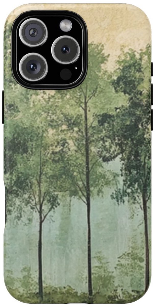 Groene Boomlijn Muurkunst – Telefoonhoesje Geschikt voor iPhone 16 Pro Max