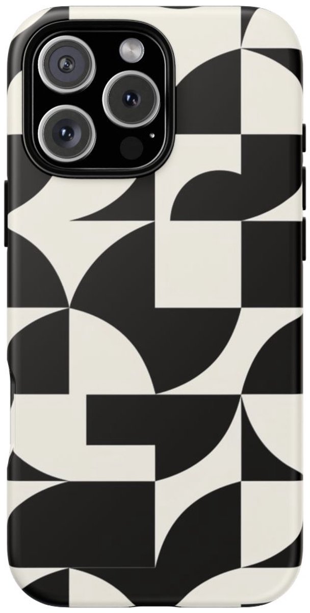 Zwart-Wit Geometrisch Abstract Patroon – Telefoonhoesje Geschikt voor iPhone 16 Pro Max