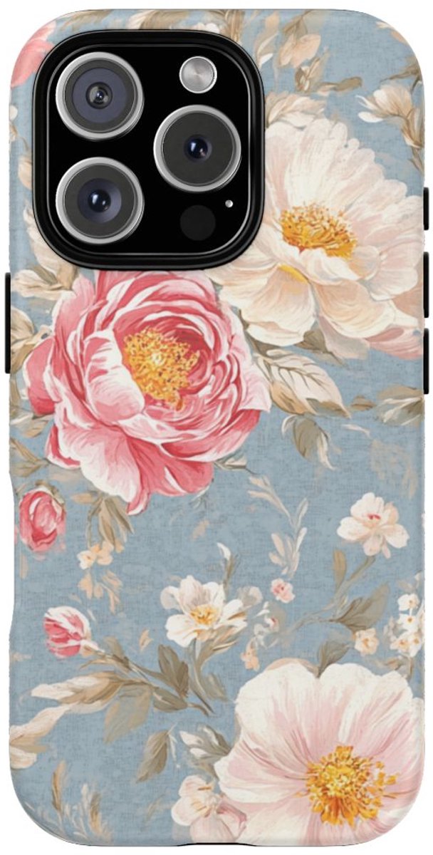 Romantisch Roze-Wit Bloemenpatroon – Telefoonhoesje Geschikt voor iPhone 16 Pro