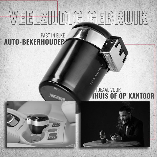 Auto Asbak voor Bekerhouder – Met Deksel en LED Verlichting – Universele Rookvrije Asbak voor Auto, Buiten & Vrachtwagen – Ø7.7 cm – Blauw Licht