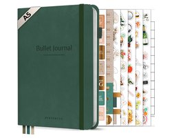 Systemyze Bullet Journal – Notitieboek A5 – Journal Notebook – Hardcover Vegan Leer – Donkergroen
