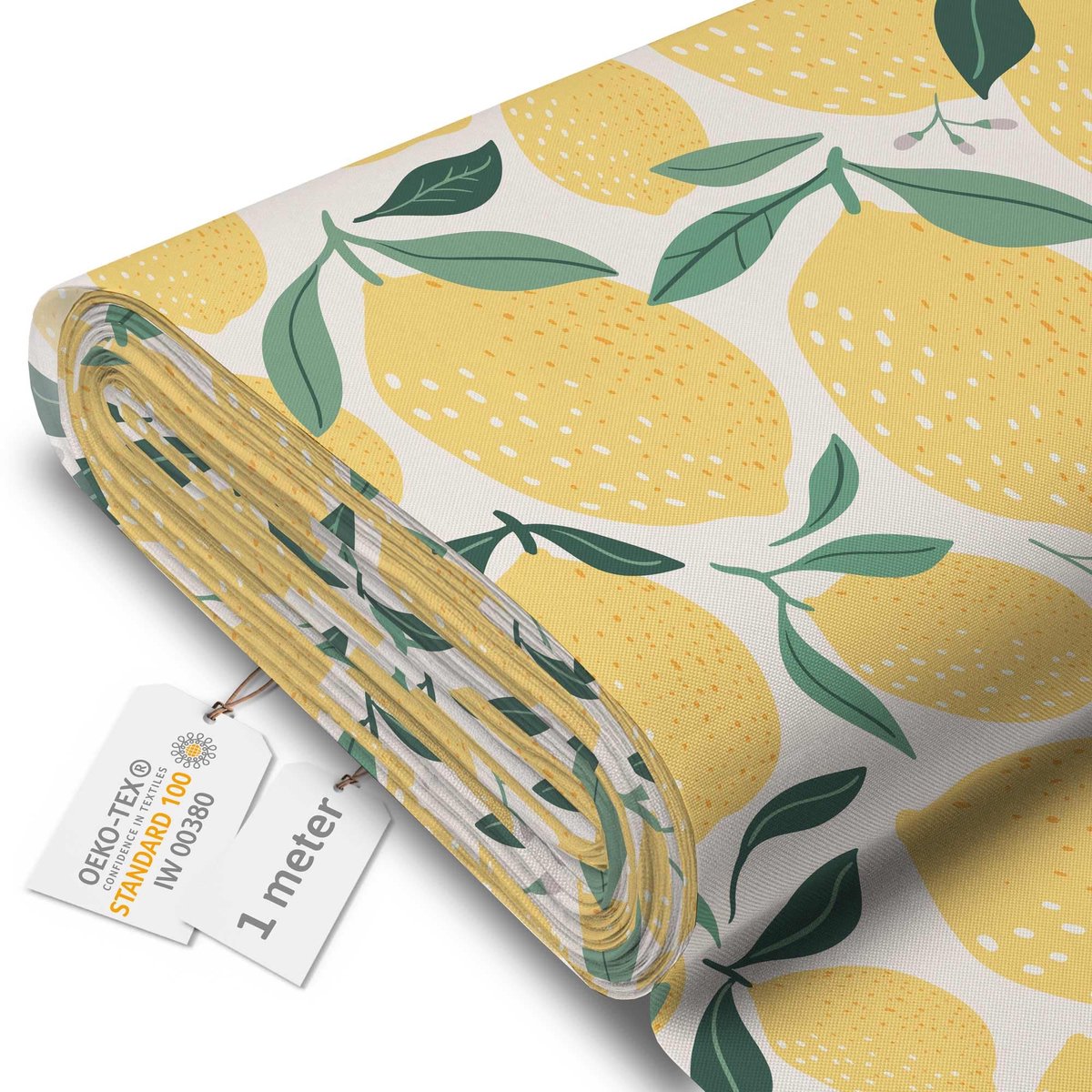 DreamRoots Canvas Waterdicht - Meubelstof per meter 160 cm breed - Waterafstotende stof 220 g/m2 600D - Luifelstof Waterdicht per meter Lemons Cartoon 1M