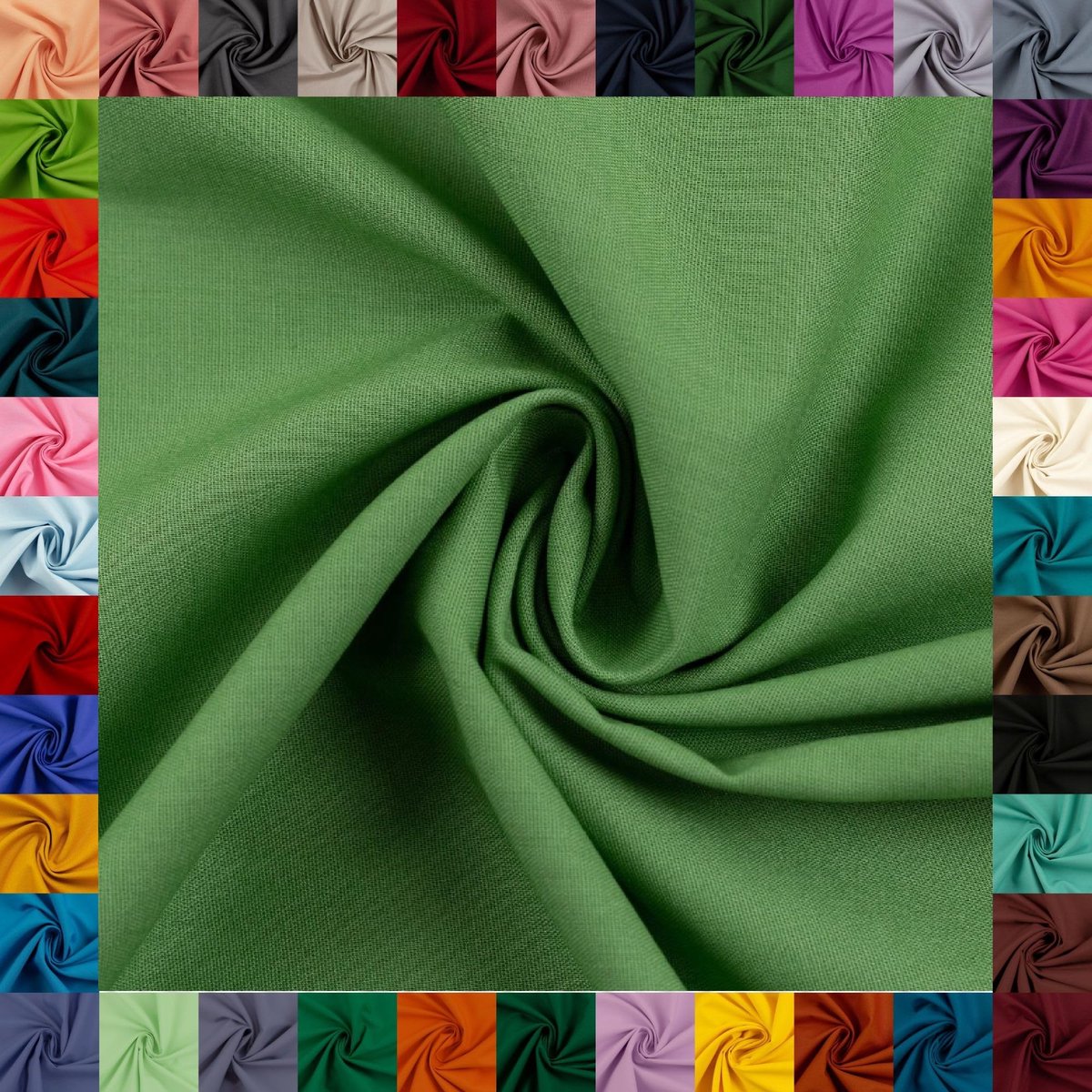 Katoenen stof HEIDE, Swafing, 42 effen kleuren, effen, 100% katoen, coupons, Oeko-TEX Standard 100 (groen, 0,5 m)