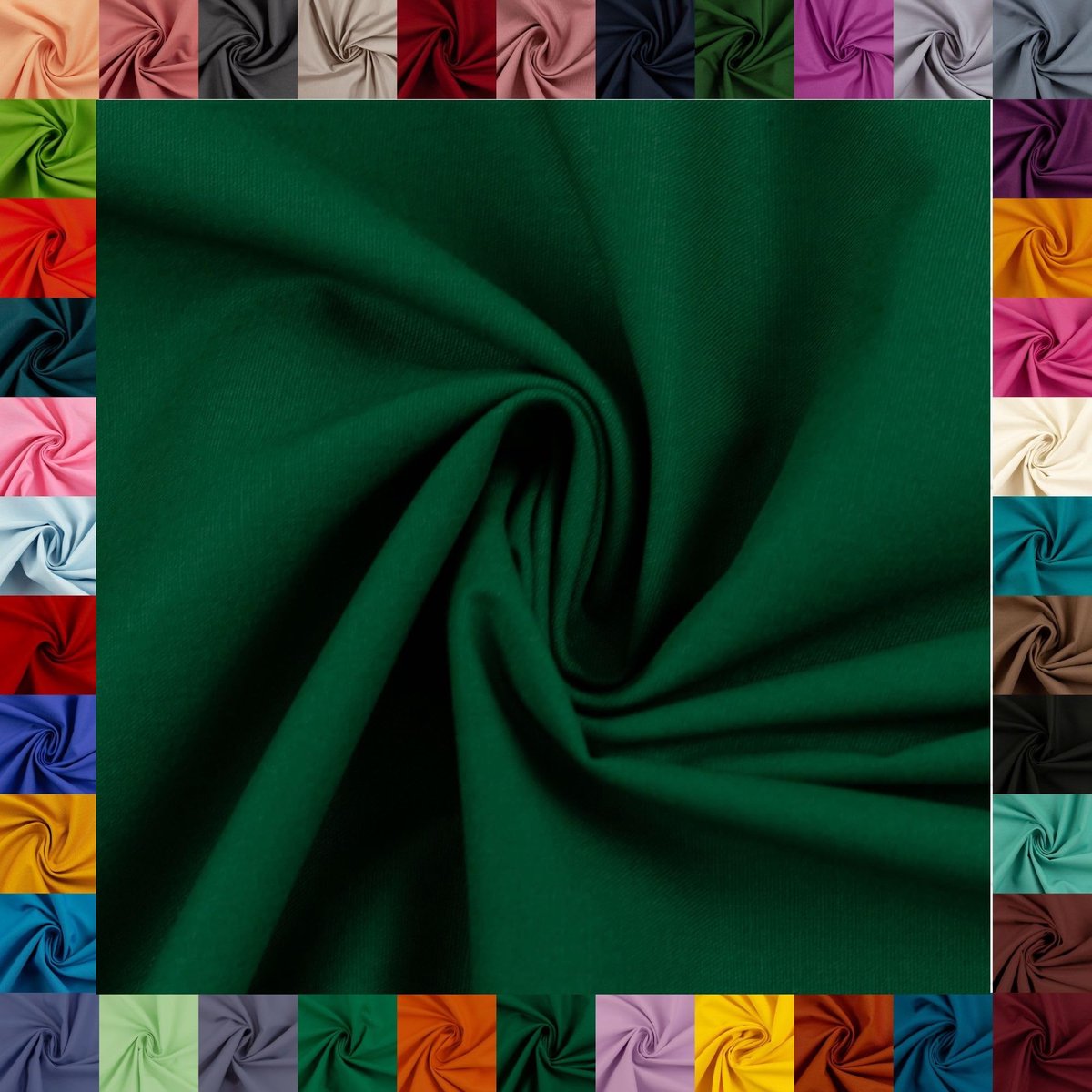 Katoenen stof HEIDE, Swafing, 42 effen kleuren, eenkleurig, 100% katoen, kortingsbonnen, Oeko-TEX Standard 100 (donkergroen 564, 1 m)