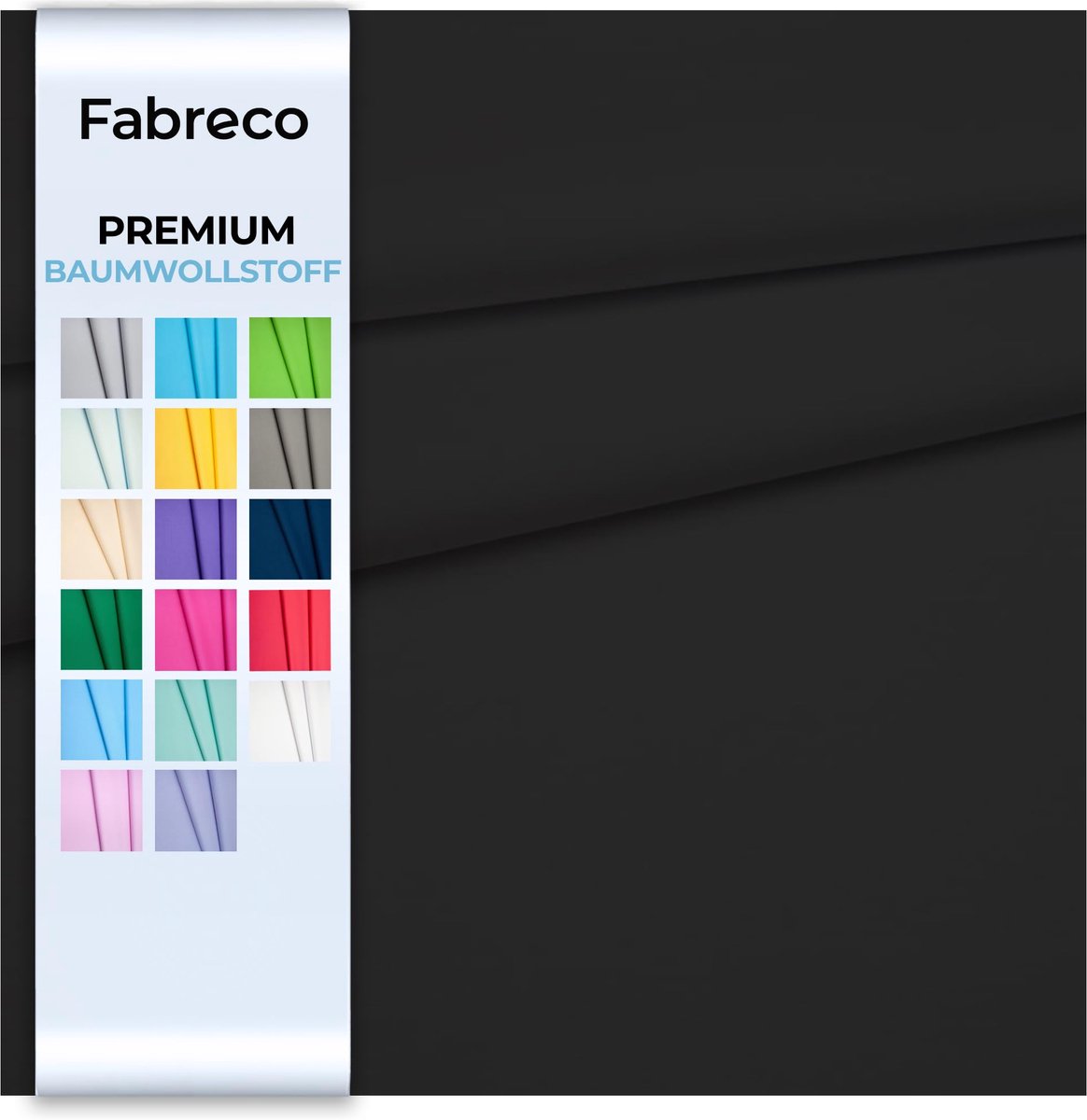 Fabreco - 100% Premium Katoenen Stof per Meter, Effen, 0,5 m x 160 cm | 220 g/m - Zacht, duurzaam en huidvriendelijk | Stoffen voor Naai- & Decoratiedoeleinden | Stof | Zwart
