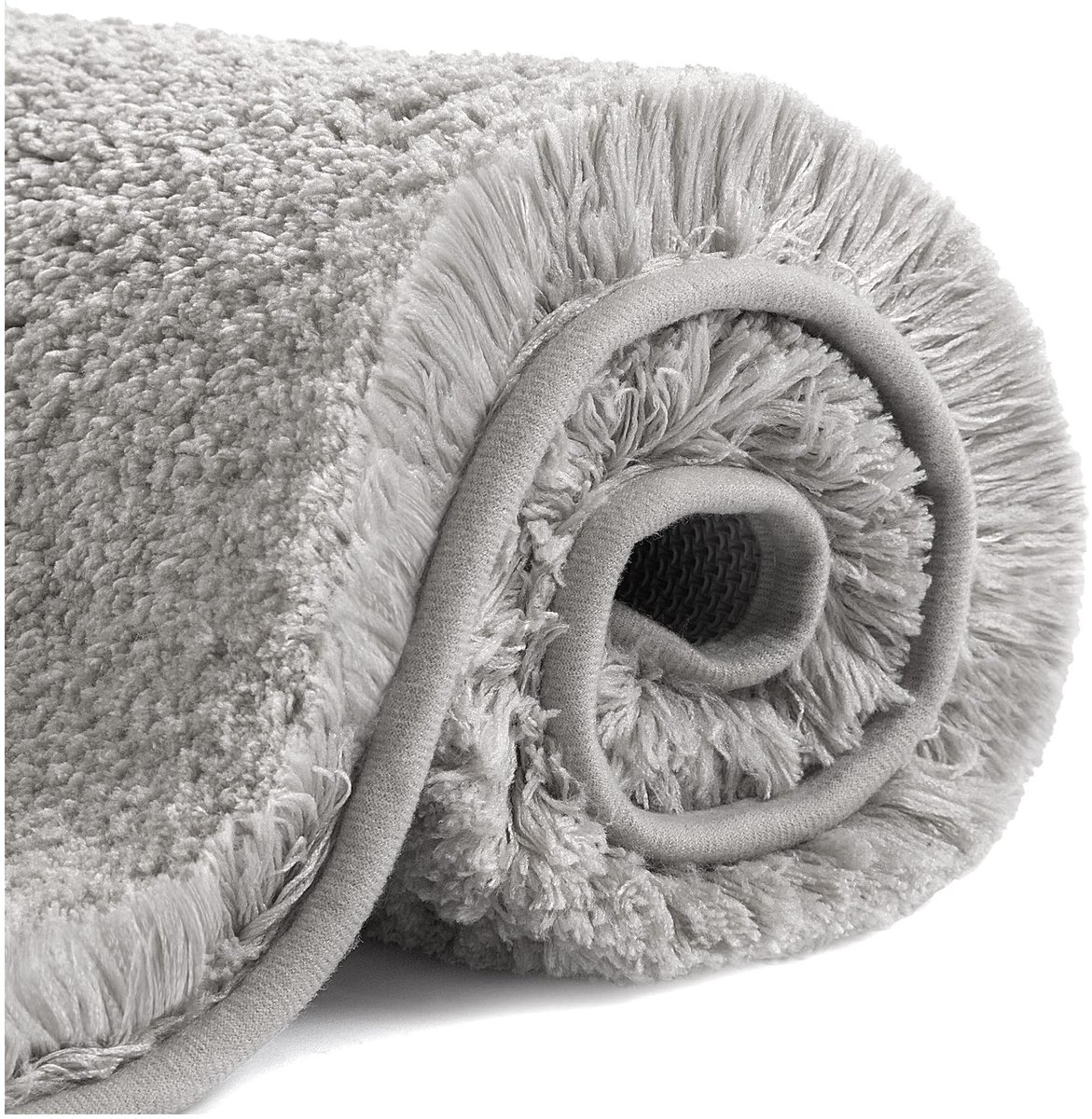 VANZAVANZU Badmat Antislip Badmat Verdikt Badmat Zacht Badmat Pluizige Microvezel Badmat, Superabsorberend, Machinewasbaar, Sneldrogend - 60 x 90 cm (Lichtgrijs)