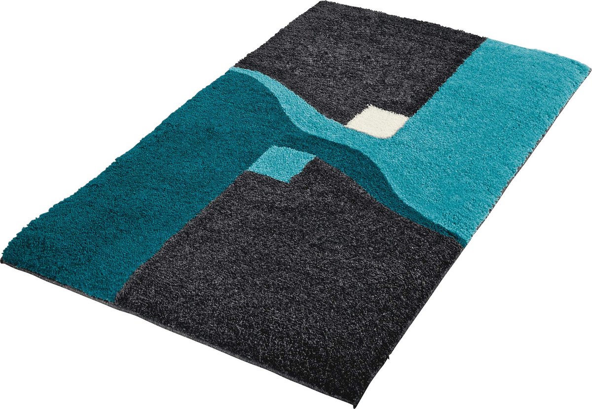 Erwin Müller Athene badmat, antislip badmat, turquoise maat 60x100 cm - comfortabele hoogpolige badmat, geschikt voor vloerverwarming (andere maten)