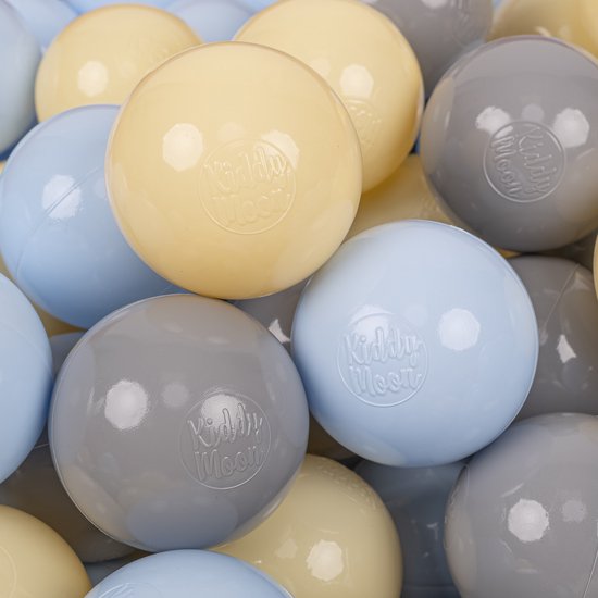 KiddyMoon 100 ∅ 7cm kinderballen speelballen voor ballenbad baby plastic ballen made in eu, baby blauw/blauw/parelmoer