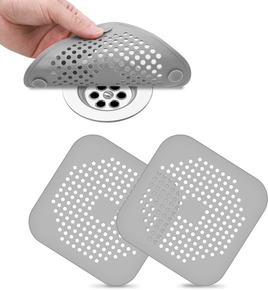 Vierkante gootsteenzeef gaas afvoer waterstop mand, anti-blokkerende afvalplug voor thuis badkamer keuken, zilver 78 mm