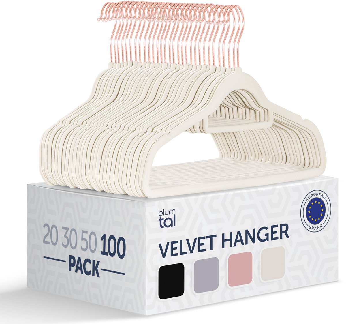 Blumtal - Kledinghangers - Velvet - Fluweel - Rose Gold - Ivoor - 100 stuks