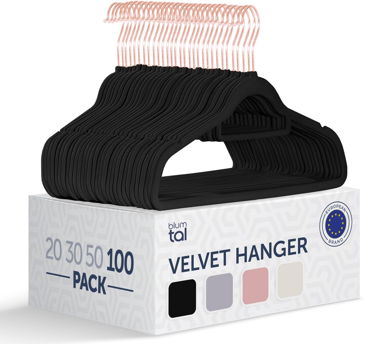 Blumtal - Kledinghangers - Velvet - Fluweel - Rose Gold - Zwart - 100 stuks