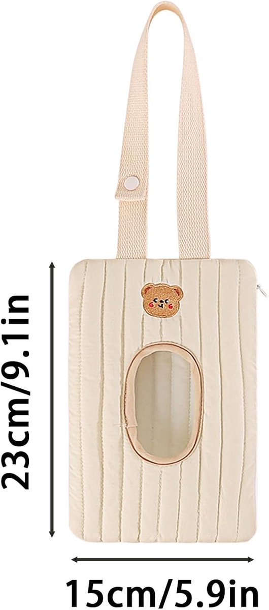 Billendoekjes houder - Vochtige tissuehouder - Billendoekjesetui - Natte doekjes houder - Tissuebox - Tas voor vochtige doekjes voor kinderwagens - Draagbare tas voor vochtige doekjes voor buiten, in de auto en op reis - Kraamcadeau - Beige — afbeelding 5