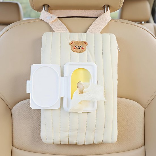 Billendoekjes houder - Vochtige tissuehouder - Billendoekjesetui - Natte doekjes houder - Tissuebox - Tas voor vochtige doekjes voor kinderwagens - Draagbare tas voor vochtige doekjes voor buiten, in de auto en op reis - Kraamcadeau - Beige — afbeelding 4