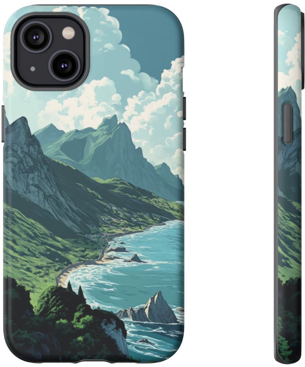 Berg- en Zeezicht – Telefoonhoesje Geschikt voor iPhone 14 Plus