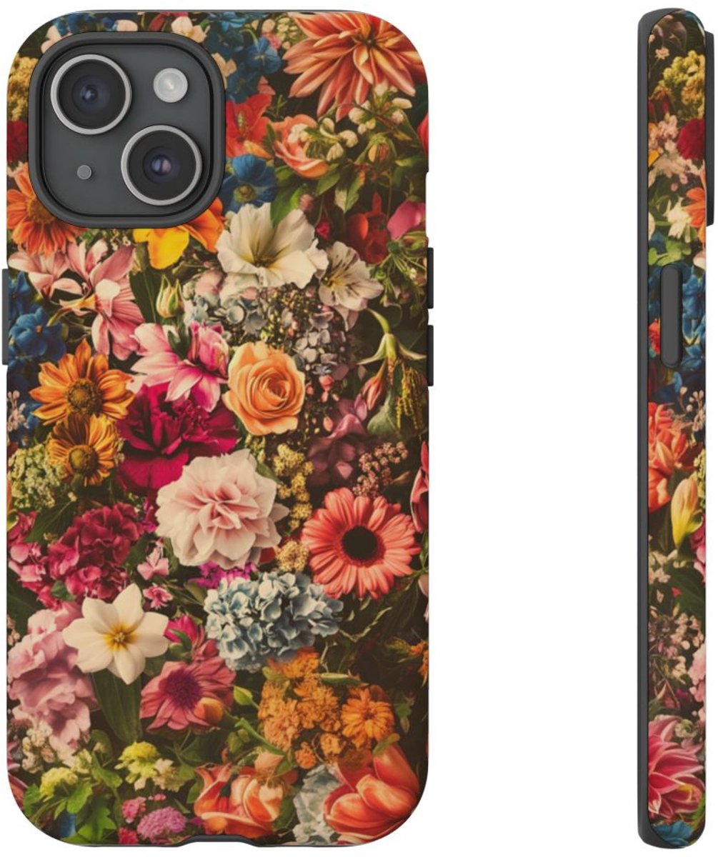 Kleurrijk Bloemenpatroon – Telefoonhoesje Geschikt voor iPhone 15