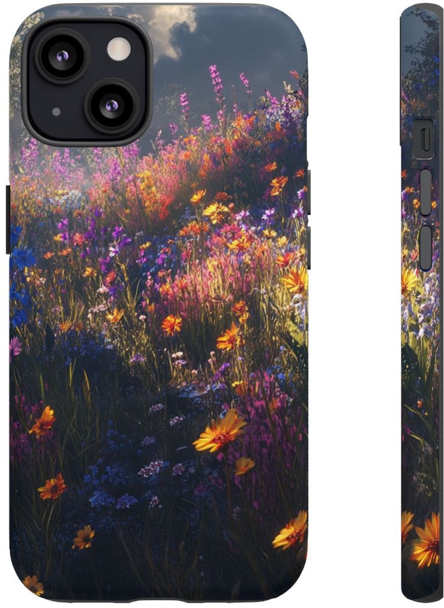 Levendige Bloemenweide – Telefoonhoesje Geschikt voor iPhone 13