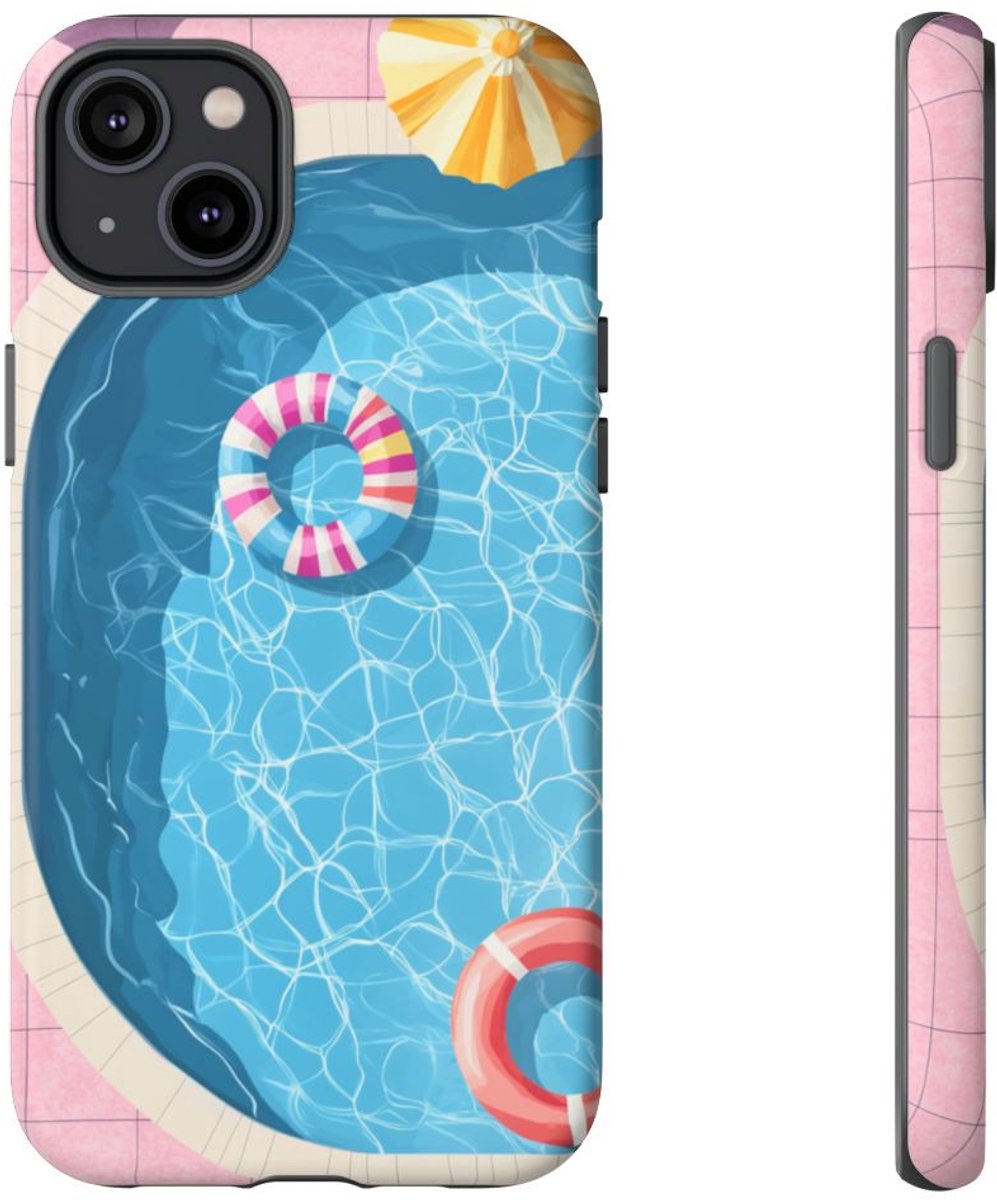 Zomerse Zwembadscène van Bovenaf – Telefoonhoesje Geschikt voor iPhone 14 Plus