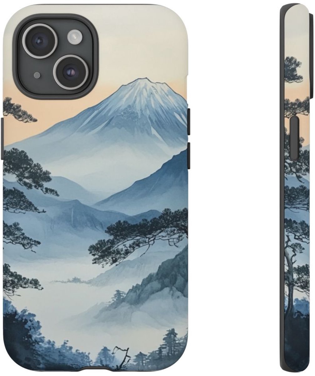 Traditioneel Japanse Berglandschap – Telefoonhoesje Geschikt voor iPhone 15