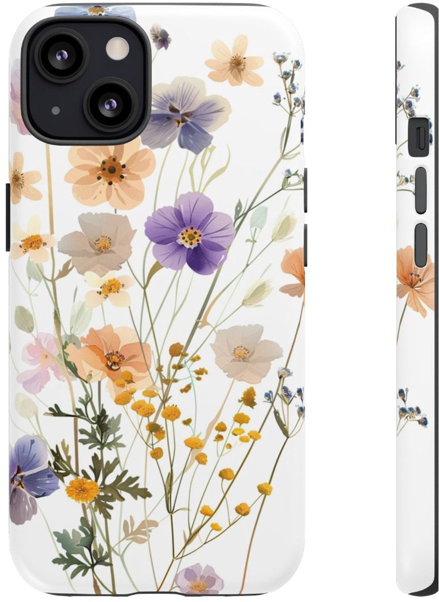 Zachte Veldbloemen in Pasteltinten – Telefoonhoesje Geschikt voor iPhone 13
