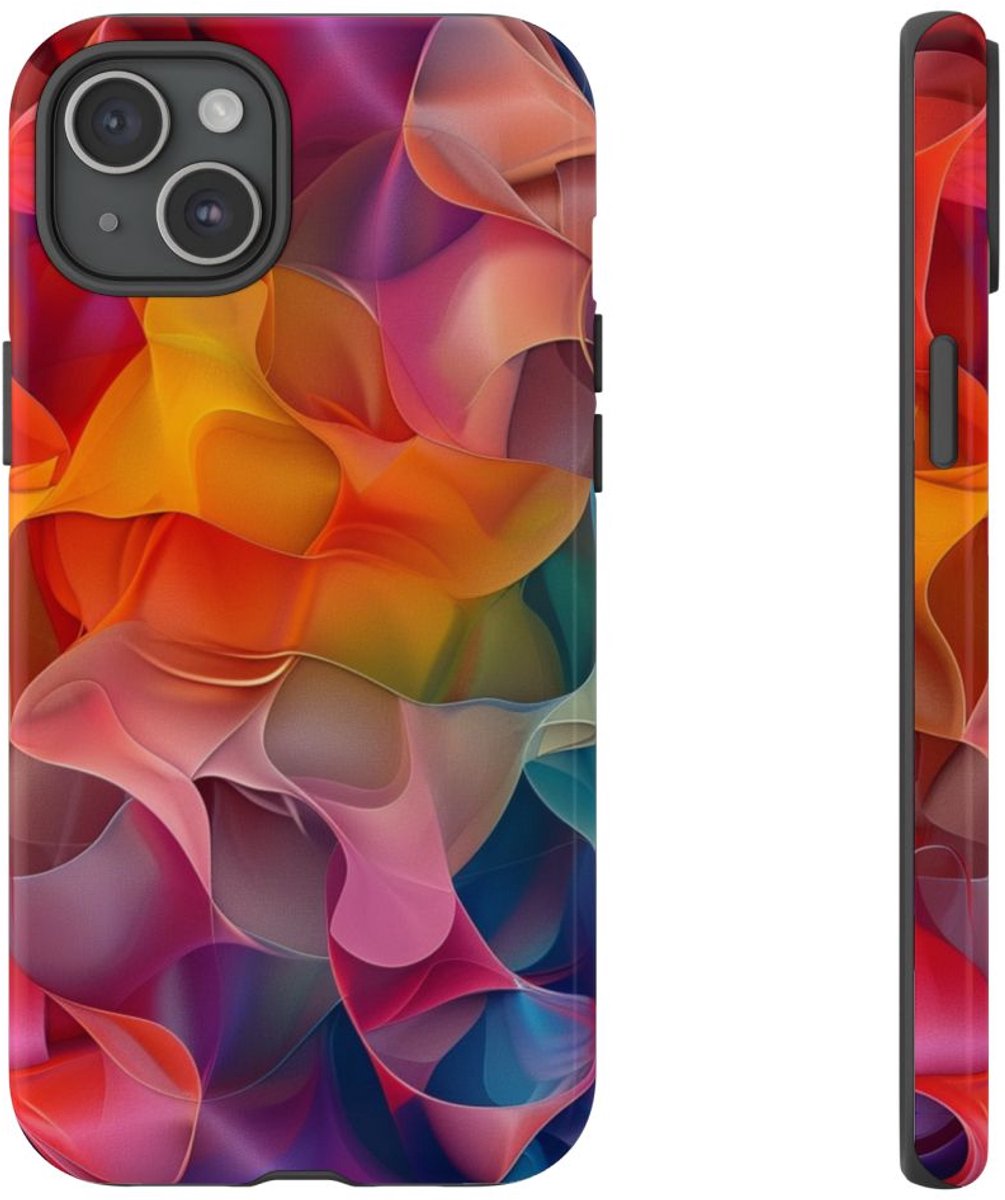 Kleurrijke Abstracte Vloeiende Vormen – Telefoonhoesje Geschikt voor iPhone 15 Plus